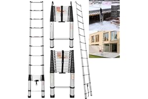 VICKYHOME 4.4M/14.4FT Multi Step Aluminium Ladder Telescopic Ladder, Extendable Loft Ladders Portable Telescoping Ladder Foldable Steps Ladder with EN131 Standard for RV Loft