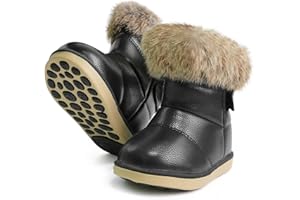 WYSFLY Stivali da neve da bambina per bambini Stivali con fodera in pelliccia sintetica per bambini Scarpe basse per appartamenti invernali Stivaletti caldi per bambino