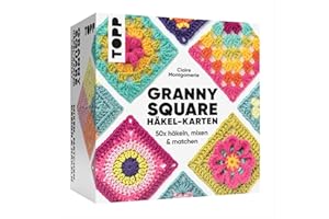 Granny Square Crochet Cards (German Edition). 50 x Crochet, Mix and Match. With Crochet Lettering and Photo for Each Granny Square and Practical So-geht's Booklet, Yellow