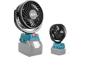 AUTOJARE 5 zoll Akku-Lüfter Kompatibel mit Makita 18V Mini Ventilator mit 2 USB-Aufladung 360° drehbar Tragbarer Lüfter für Camping, Werkstatt, Haushalt und Baustellen (Ohne Akku)