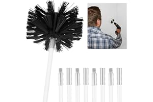 WALLFIRE Canna fumaria Canna di pulizia Spazzata Spazzola di spazzamento Set di asciugatura del condotto pulito Kit di rimozione del residuo di stoffa (1 testina + 4 aste/uso con o senza trapano elettrico)