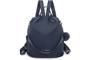 OLIVIA WONG Mochila antirrobo Impermeable para mujer (13L)| Mochila Convertible en bolso con pompom y Asa desmontable de adorno