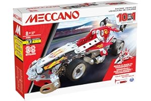 Bandai – Meccano Vehículos de Carreras 10 en 1 – Estuche de construcción, 10 Modelos – 225 Piezas, Herramientas, Instrucciones – Kit de Actividades de Montaje de Coche, avión Barco Carrera, Juguete