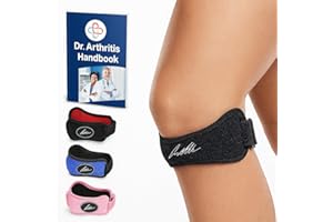 DR. ARTHRITIS Von Ärzten Entworfen Patellasehnenbandage, stützende Kniebandage Sport, Tennis, Volleyball Wandern, Joggen Zubehör, Kniestütze für Meniskus, Patellasehnenentzündung, Läuferknie, Schwarz, 1-er Pack