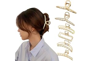 JTOOYS 6x Horquilla Grande Antideslizantes para el Pelo, Pasadores de Metal Dorado para el Pelo, Pinza para el Pelo, Horquilla para Cabello Grueso o Fino, Accesorios Moda para Cabello para Mujeres Y Niñas