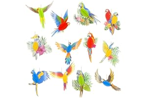DUGYIRS 12 Pezzi Uccelli Tropicali Ritagli di Carta a Nido d'Ape,Pappagallo a Nnido d'Ape per la Festa Estiva Bambini Compleanno Casa Forniture per l'aula