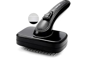 WOPQAEM Pet Self Cleaning Slicker Brush for Grooming & Shedding Small Medium Large Dog Cat - Remove Loose Fur, Knot, Undercoat. Suitable for Long Short Hair Lengths sensitive Animals, Black