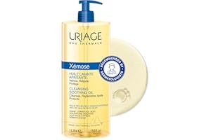 Uriage Xemose Cleansing Soothing Oil - Nourishing Cleansing for Face & Body with 19% Glycerin & Shea Butter - Dry Skin Prone to Atopy - Soothes Itching Sensations - Fragrance-Free & Soap-Free - 1L