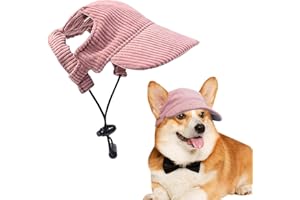 Voarge Hunde Baseballmütze, Verstellbar Hundecap mit Ohrlöchern Sonnenhut Sommer Reise Hut, Cord, atmungsaktiv, Hunde-Sonnenhut (Rosa, M)
