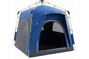 Outsunny Tente de Camping, Tente Pop up dôme familiale 4 Personnes, avec 4 Portes 4 fenêtres Sac de Transport Inclus pour Le Camping randonnée