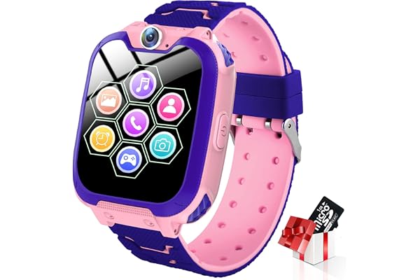 Montre Intelligente pour Enfants - 7 Jeux, Musique MP3, Appels Téléphoniques, Écran Tactile, 1GB SD Card, Caméra, Alarme, Smart Watches 4-12 Ans