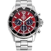 Orient Mako Solar Red Dial Steel Bracelet Men's Watch RA-TX0207R10B, red, bracelet