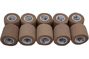 PintoMed Bandage Cohésif - Beige -10 Rouleaux x 5 cm x 4,5 m adhésif Flexible Bandages, Premiers Secours Sports Wrap Bandage
