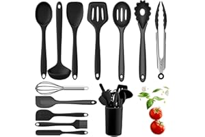 Omtofo Utensili Cucina Silicone, 13 Pezzi Set Utensili Cucina, Resistente al Calore Antiaderenti Utensili da Mestoli Cucina in Silicone Kit Cucina Utensili da Cucina, Lavabile In Lavastoviglie