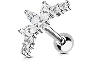 OUFER 16G Argento Orecchino Cartilagine Helix Piercings Studs Acciaio Chirurgico CZ Conch Jewelry Elica Cartilage Earring Tragus Trago Ear Upper Lobe