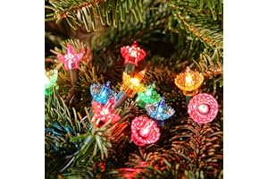 Festive Lights - 11.85m Pickwick Shade LED Retro Vintage Style Christmas Fairy String Lights - 80 Multicolour Bulbs, Indoor Outdoor Use, Mains Plug in, 5m Green Cable, 8 Hour Timer, Removable Caps
