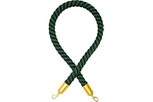 FLEXIBARRIER Cavo di bloccaggio di alta qualità con moschettoni (diametro 36 mm) - Cavo di arresto con fascette (1,5 m, verde/ottone)