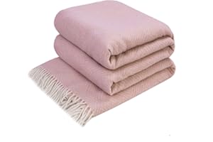 ‎LYHOME LYHome Merino Decke - Kuscheldecke Tagesdecke Sofa Wolldecke, Blanket Überwurfdecke Sofadecke Wohndecke, Flauschige Couchdecke Merinodecke, Flauschig Warm Plaid (140x200 cm | Rosa mit Weiß Rauten)