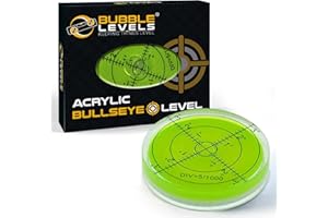 BUBBLE LEVELS Large Acrylic Precision Bullseye Spirit Level | 60mm Diameter, Degrees, Circular, Surface Level - Bulls Eye Level for Caravans (Supplied in a Gift Box) (Acrylic)