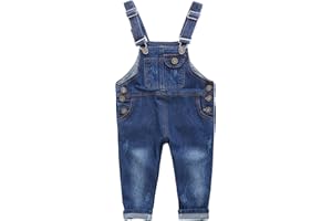 Hangzhikids Boys Casual Denim Dungarees Ajustable Straps Jeans Overall Bib Age 3-13 Years