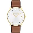 Coach Elliot Qtz Basic Silver White Round Dial Women's Watch|Saddle Calfskin Material|Saddle Color Band - 14504206