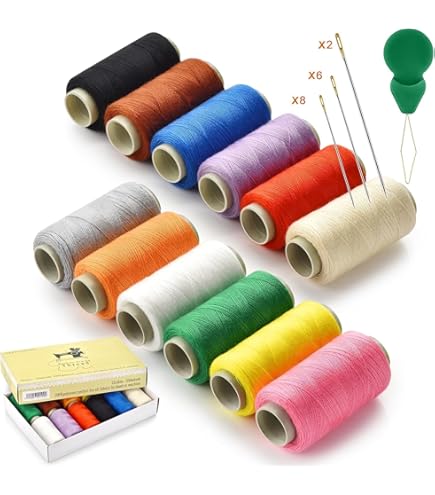 Naaigaren en naald naaigaren set, Naaibenodigdheden: 4 rollen naaigaren, 100% polyester; lengte: 100 m per stuk. Standaardkleuren