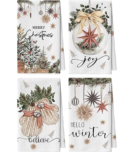 Artoid Mode Dennen sneeuwvlokken bomen Kerstmis bar keukendoeken theedoeken, 42 x 65 cm microvezel absorberend keuken reiniging decoratie set van 2