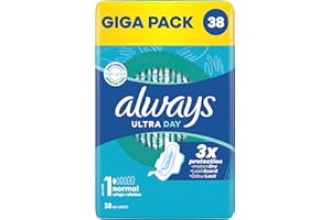 Always Ultra Binden damskie rozm. 1, normalne (38 podpasek higienicznych ze skrzydłami), Giga Pack, cienkie i super chłonne, neutralizujące zapachy i ochrona przed wyciekiem
