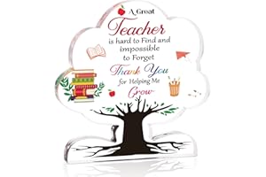 MESTECTPET Thank You Teacher Gifts, Teacher Appreciation Gifts for Graduation, End of Term, Retirement, Birthday, Acrylic Tree Plaque for Women Men