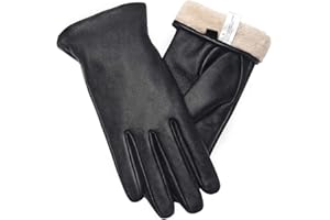vislivin Gants Cuir Femme Mode Hiver Gants Tactile Plein Doigt Peau de Mouton Gants Femme Cadeau