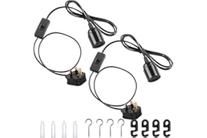 DiCUNO E27 Lampholder, Pendant Light Ceiling Lighting Fitting, Suspended Pendant Light Fitting Kit, Black, 2M, 2Packs