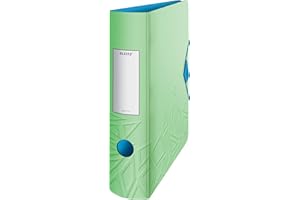‎LEITZ Leitz Qualitäts-Ordner 180° Active, A4, Breit, Abgerundeter Rücken, 8,2 cm breit, Gummibandverschluss, Leichtes Polyfoam, Plastik-Ordner, Urban Chic Serie, Hellgrün, 11160050, 82mm