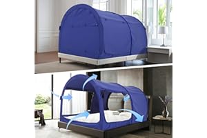 Alvantor Bed Canopy Tents Dream Privacy Space Double Size Sleeping Tents Indoor Pop Up Portable Frame Curtains Breathable Navy Cottage (Mattress Not Included) Reducing Light