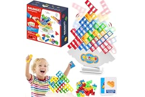 Winnsell 64Pcs Tetra Tower Balance Game,Tower Balance Building Toy Parent-Child Interactive Toy Balancing Stacking Toys Montessori Toy Gift for Kids Adults (64PCS)