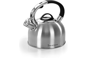 BARAZZONI Bollitore 2,5lt, Acciaio inox 18/10 satinato, Adatto a tutti i piani cottura induzione compresa, Con fischio e beccuccio dosatore.