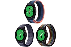ZoRoll 3 sztuki 20 mm pasek do zegarka Samsung Galaxy Watch 5 / Watch 5 Pro 45 mm / Watch 4, nylonowy, regulowany pasek na rzepy, pasek do zegarka Galaxy Watch 4 Classic / Watch Active 2
