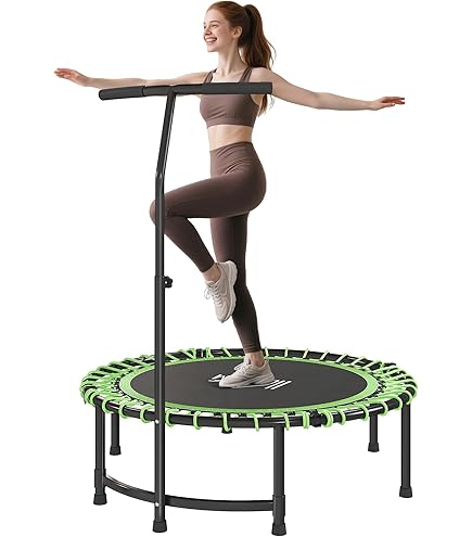 HOMCOM 40'' Fitness Trampoline With Adjustable Handle, Rebounder
