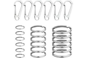 KIKI FANCY Split Rings Key Ring Hoop Dog Tag Clip for Collar, 6 Set Keyring Loop Key Ring Clips Stainless Steel Small Split Rings Dog Clips Key Rings Hoops for Dogs and Cats Collars Harnesses