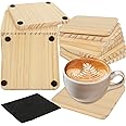 APACALI 30PCS Wooden Coasters 10cm, 8mm Thickness Wooden Coasters Bulk, Blank Wood Coasters, Square Wooden Coasters, Wooden Coasters for Craft, Painting, Home Decoration, 4inch