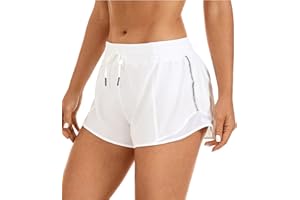 CRZ YOGA Donna Pantaloncini Running con Coulisse per Calcio Corsa Palestrada -6cm