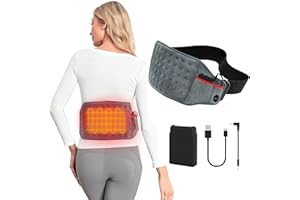 Kintiwe Almohadilla Eléctrica Lumbar, Manta Eléctrica con 10000mAh Bateria, 3 Temperatura Ajustables, manta calefactable para la Zona Lumbar, espalda y Abdominal,