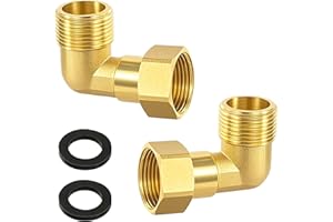 YGKYMVW Brass movable screw connection, 2 pieces angle 90° 3/4 inch IG/AG screw connection made of brass, DN20 90 degree angle fitting for water installations and central heating systems