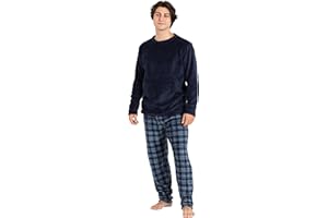 TRAMAS+ Pijama Coralina de Hombre Otoño-Invierno de Manga Larga Polar Calentito Super Suave, Regalos para Hombre y Adolescente -