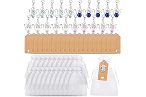 BDSHUNBF 20PCS Guardian Angel Keychains, Angel Keyrings with Thank You Tags Organza Bags, Thank You Gifts for Teacher Nurse Guests Baby Shower Wedding Christening