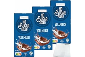Frankonia Chocolat No Sugar Added Vollmilch Schokolade glutenfrei 3er Pack (3x80g Tafel) + usy Block