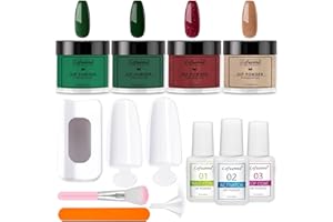 lofuanna Lofuanna Dip Powder Nail Kit Starter-4 Colors Dipping Powder with Base&Top Coat&Activator,No UV/LED Needed,All-in-One DIY French Nail Art Manicure Set for Beginners (A1-Holiday Limited)