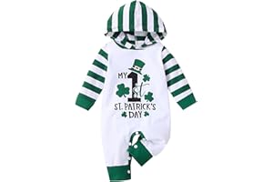 LIKPOJA St. Patrick's Day Baby Outfit Baby Boys Girls Clover Costumes Green Hoodies Infant Bodysuit Onesie Newborn Romper