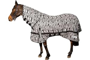 Whitaker Zebra print Fly Mesh Rug with fixed neck, elongated tail cover and belly flap 4'9