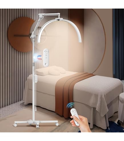 CGBE Halbmond-Stehlampe Für Wimpernverlängerung & Make-up – Dimmbare LED Mit 4-Rad-Rollen, 360° Drehbar & Höhenverstellbar