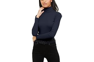 Re Tech UK Womens Jumpers Plain Ribbed Cotton Polo Turtle Roll Neck Tunic Top Long Sleeve Sweatshirt Ladies Winter Clothes Pullover Sweaters